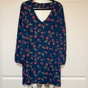Krazy Kat Floral Navy Blue Dress like new lined sz XL